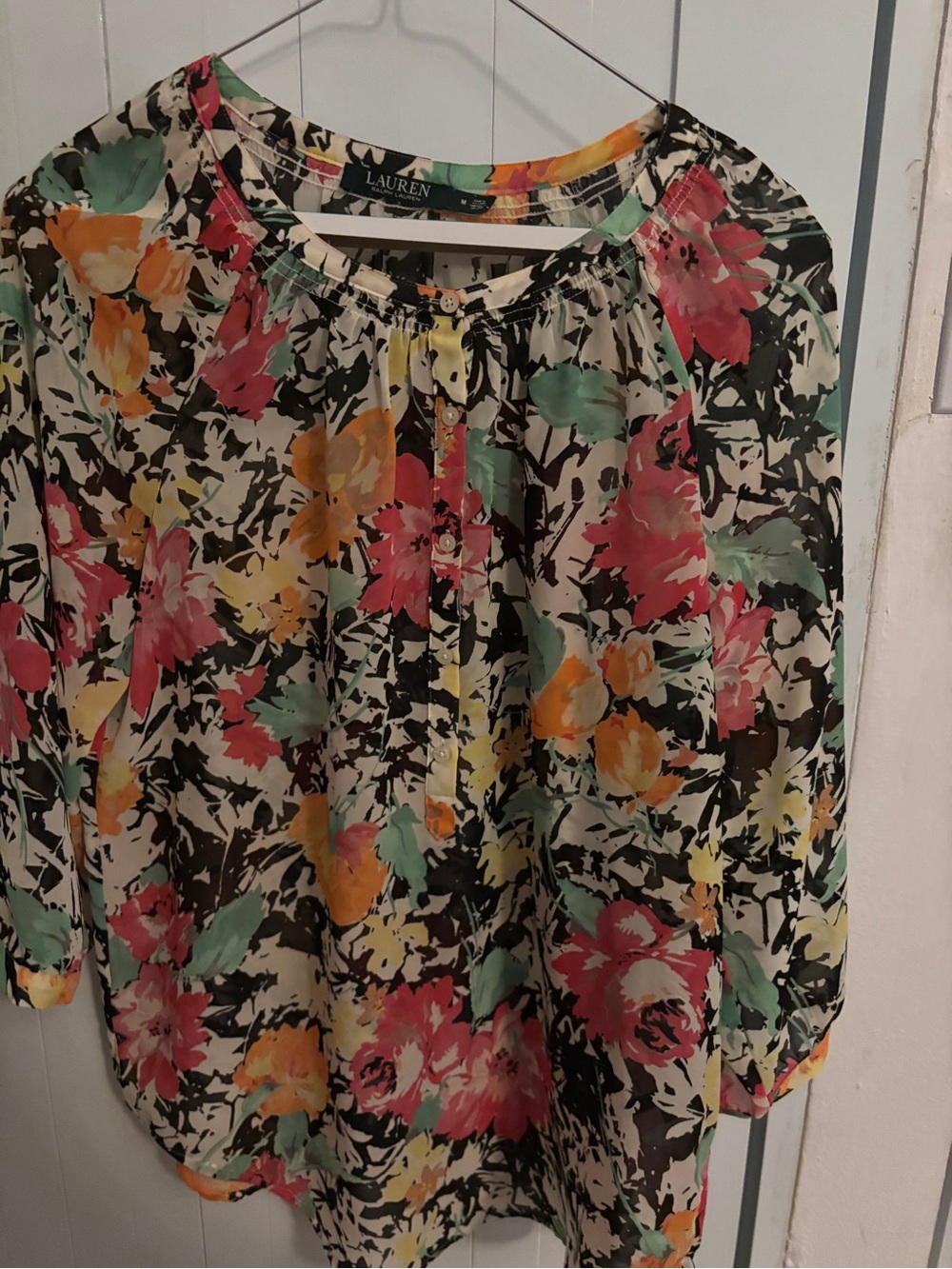 Ralph Lauren Multicolor Floral Peasant Blouse